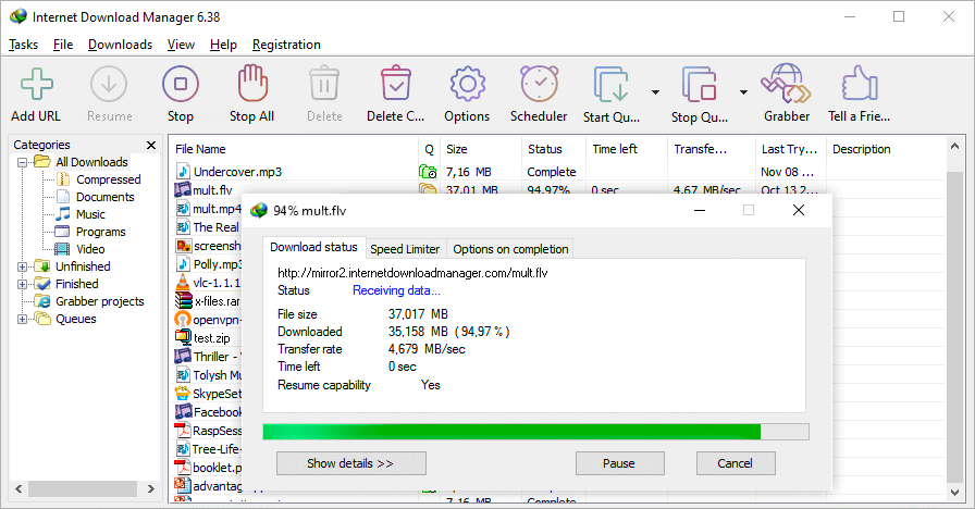 Internet Download Manager Main dialog screenshot