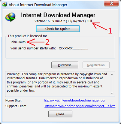 Internet Download Manager 'About' dialog screenshot