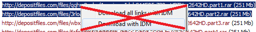 'Download with IDM' browser right click menu items do not work for DepositFiles