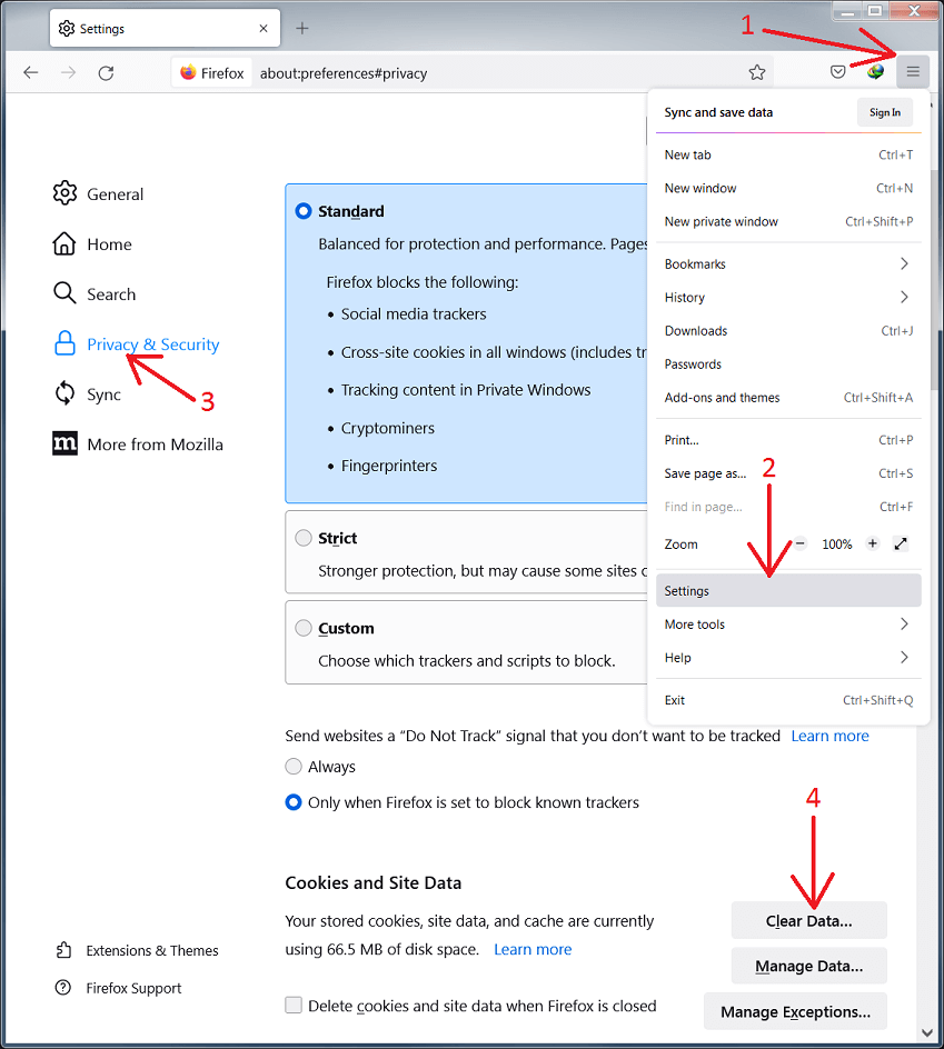 Open 'Clear Data...' dialog in FireFox 