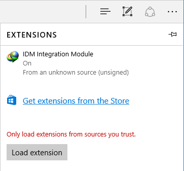extension in extension pane