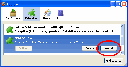 Firefox add-ons menu Firefox add-ons menu