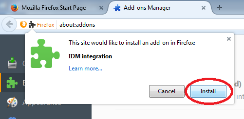 Install IDM FireFox add-on