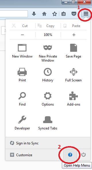 Open FireFox 'Help' menu