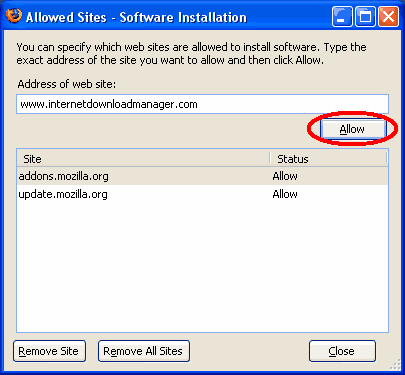 IDMCC extension installation allow step 2