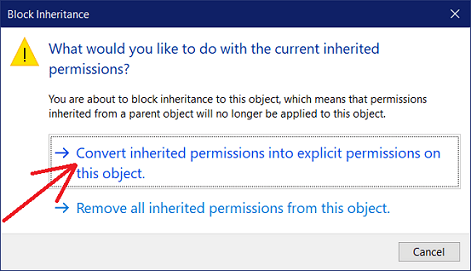 Convert inherited permissions