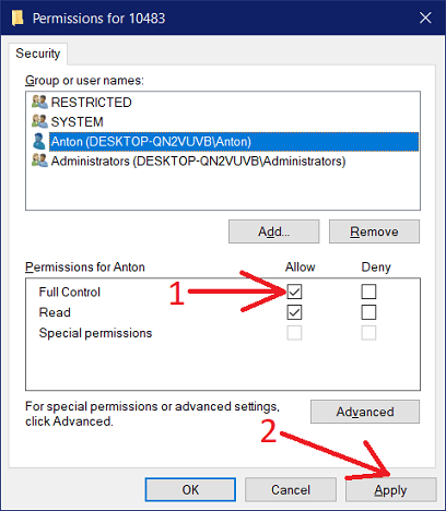 Change registry permission