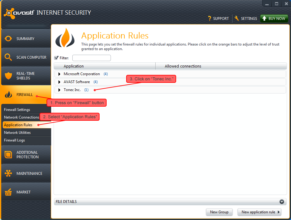 avast block application internet access