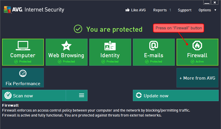AVG Internet Security settings 1