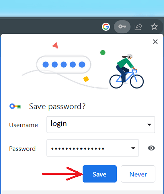 Let your browser to remember your login information for Terabytez