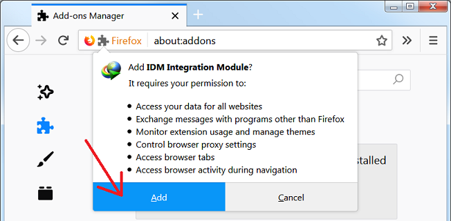 Add FireFox IDM Integration Module