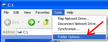 'Tools→Folder Options' of Windows Explorer in Windows XP