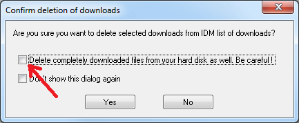 Delete files from hard drive check box