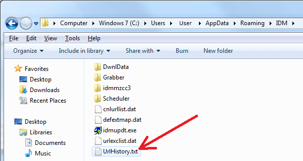 删除“UrlHistory.txt”文件