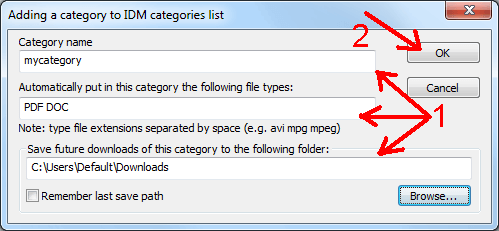 How can I add a new download category in IDM?