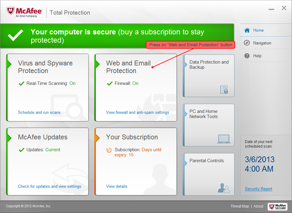 McAfee Total Protection settings 1
