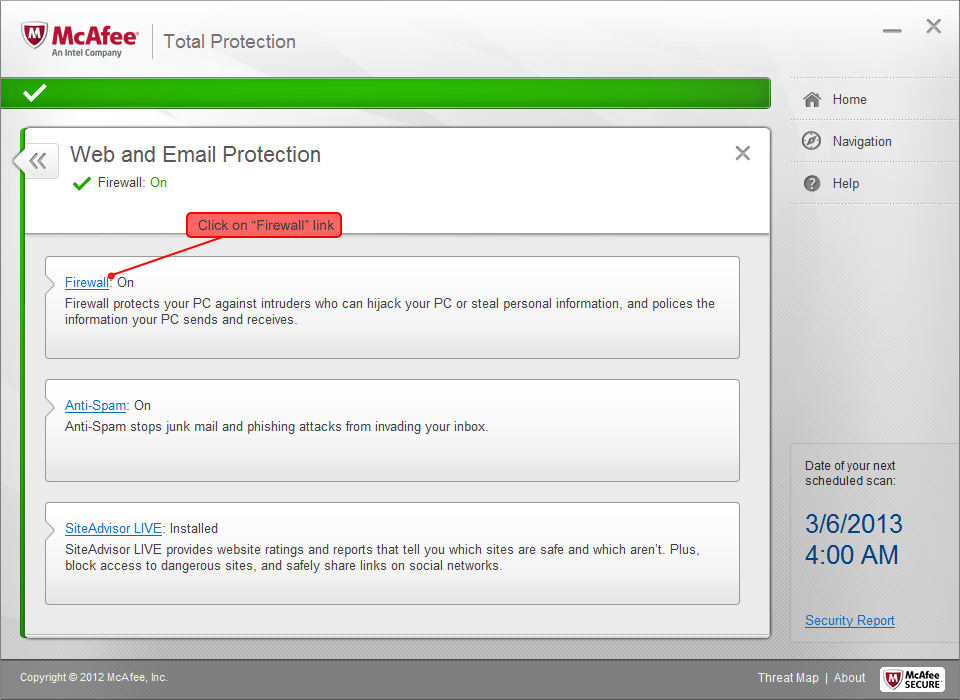 McAfee Total Protection settings 2