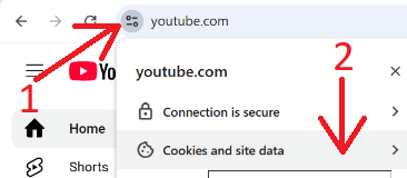 Open 'Cookies and site data' dialog