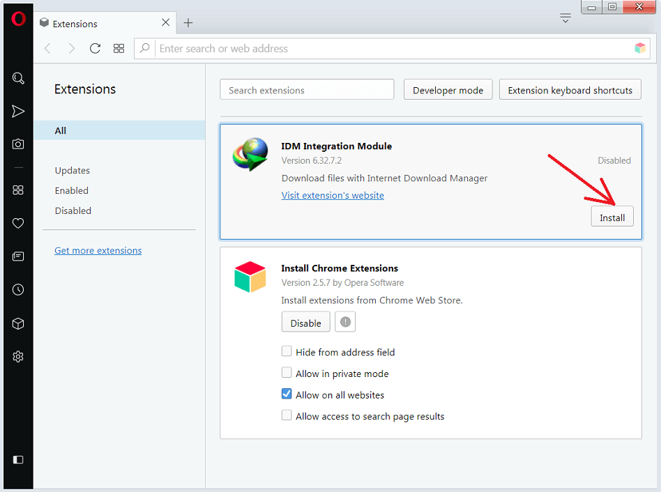 Opera chrome extensions