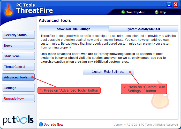 PC Tools ThreatFire settings 1