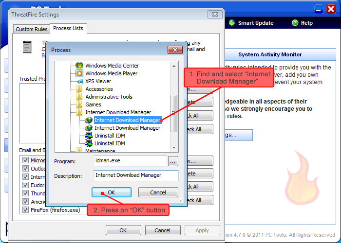 How to configure PC Tools ThreatFire to work with Internet Download Manager (IDM)