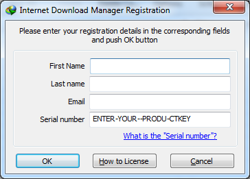 Internet Download Manager 'Registration' dialog with filled Serial Number
